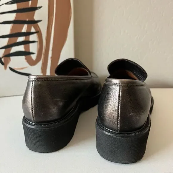 Aquatalia Kelsey‎ Bronze Slip On Platform Leather Loafers Size 8.5 - Picture 4 of 8